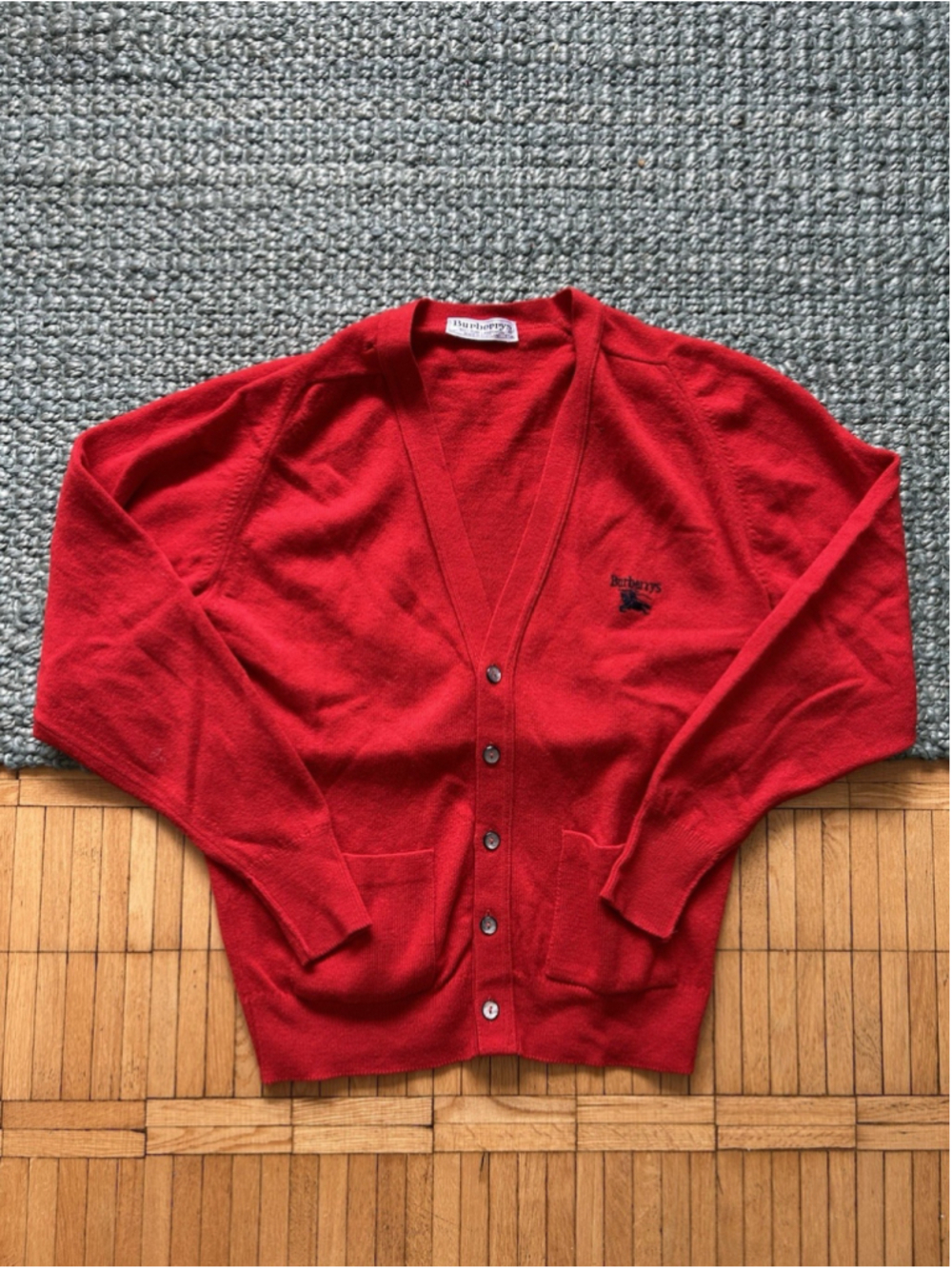 Vintage Burberrys Lambswool Cardigan Sweater Made in Scotland Men's Large Loose